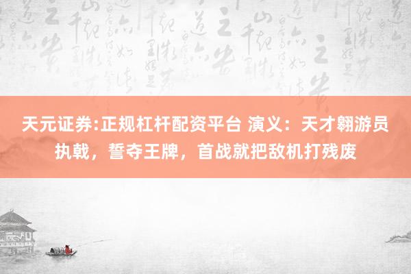 天元证券:正规杠杆配资平台 演义：天才翱游员执戟，誓夺王牌，首战就把敌机打残废