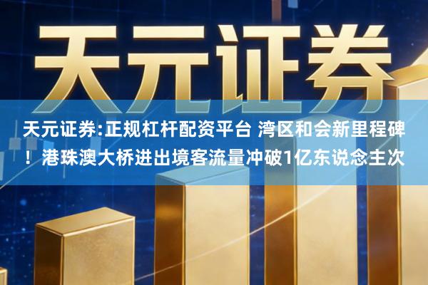 天元证券:正规杠杆配资平台 湾区和会新里程碑！港珠澳大桥进出境客流量冲破1亿东说念主次