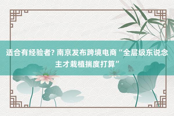 适合有经验者? 南京发布跨境电商“全层级东说念主才栽植揣度打算”